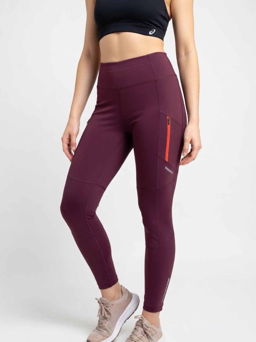 Old Navy Plum Performance Leggings with Orange Zip Pocket
